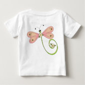 トンボのピンクの青い緑の昆虫のドレス ベビーTシャツ (裏面)
