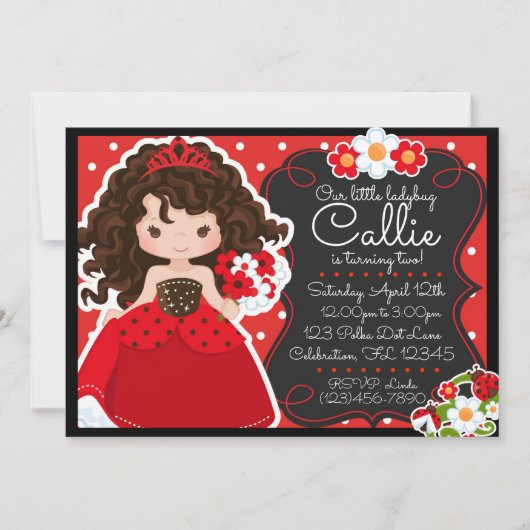 トンボのプリンセスの女の子の誕生日 招待状 (正面)