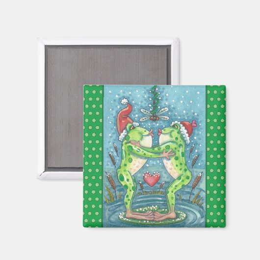 トンボのミストレキスをするトーの下の可愛いサンタカエル マグネット (正面/裏面)