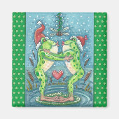 トンボのミストレキスをするトーの下の可愛いサンタカエル マグネット (正面)