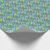 トンボのミストレキスをするトーの下の可愛いサンタカエル ラッピングペーパー (角)