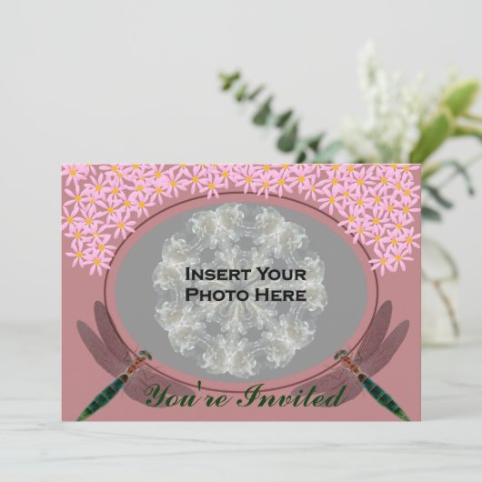 トンボの写真のブライダルシャワーの招待状 招待状 (スタンド正面)