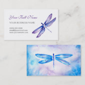 トンボの名刺|の紫色の青い水彩画 名刺 (正面/裏面)