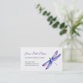 トンボの名刺|の紫色の青い水彩画 名刺 (スタンド正面)