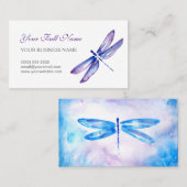 トンボの名刺|の紫色の青い水彩画 名刺 (正面/裏面)