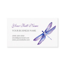 トンボの名刺|の紫色の青い水彩画