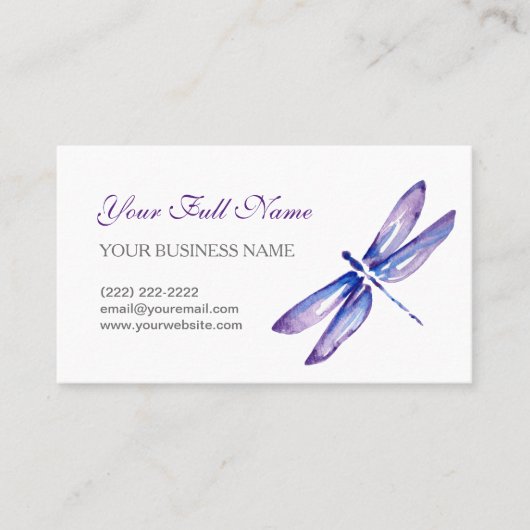 トンボの名刺|の紫色の青い水彩画 名刺 (正面)