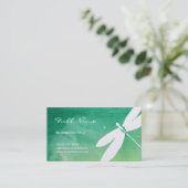 トンボの名刺|の緑の黄色い水彩画 名刺 (スタンド正面)