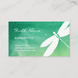 トンボの名刺|の緑の黄色い水彩画 名刺