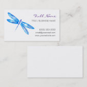 トンボの名刺|の青い紫色の水彩画 名刺 (正面/裏面)