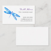 トンボの名刺|の青い紫色の水彩画 名刺 (正面/裏面)