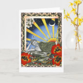 トンボの夢VI (魚のいる池の日没Koan) カード (黄色い花)