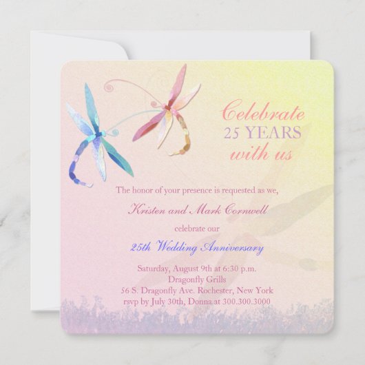 トンボの夫婦 25周年記念結婚式 招待状 (正面)