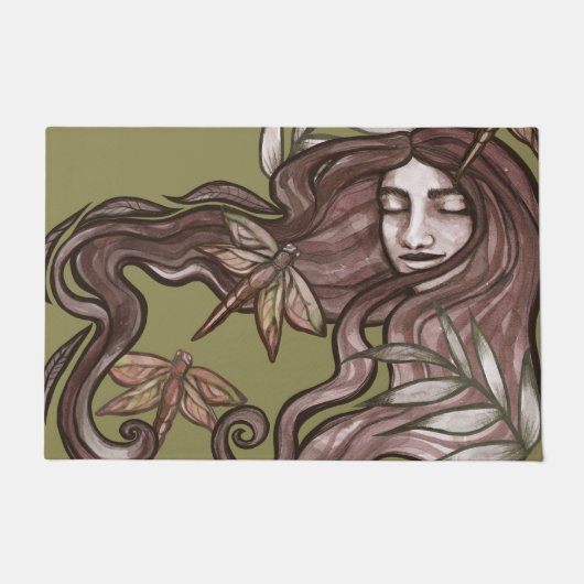 トンボの女神自然愛好家の夏 ドアマット (正面)