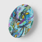 トンボの幻想 ラウンド壁時計 (傾斜)