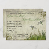 トンボの庭のヴィンテージの結婚式招待状 招待状 (正面/裏面)