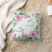 トンボの庭の子供部屋の水彩画の矢の花 クッション (ブランケット)