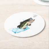 トンボの後のバスフィッシュ ラウンドペーパーコースター (アングル)