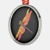 トンボの昆虫イラストレーション メタルオーナメント (左)