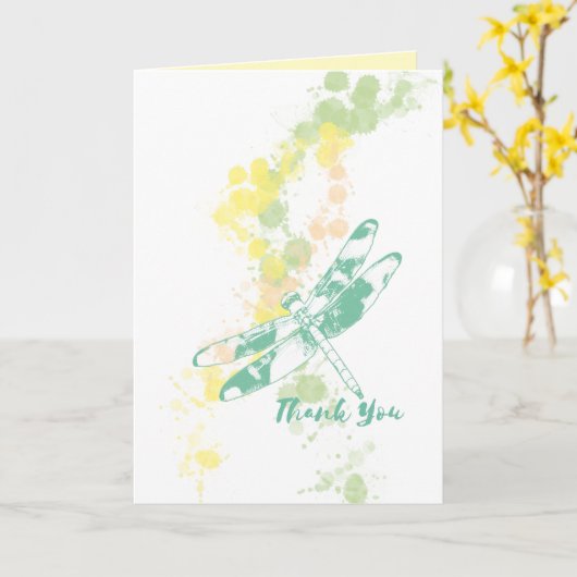 トンボの水の色任意の大事な行事ありがとう カード (黄色い花)