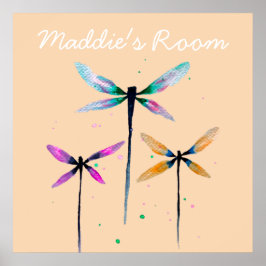 トンボの水彩画かわいらし術 ポスター