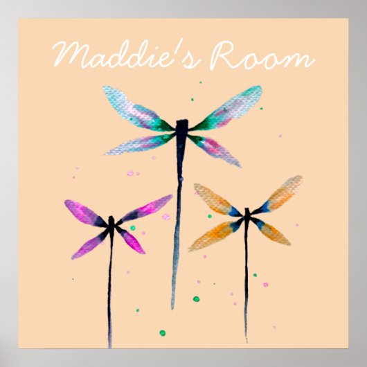 トンボの水彩画かわいらし術 ポスター (正面)