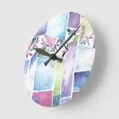 トンボの水彩画のパステル ラウンド壁時計 (傾斜)