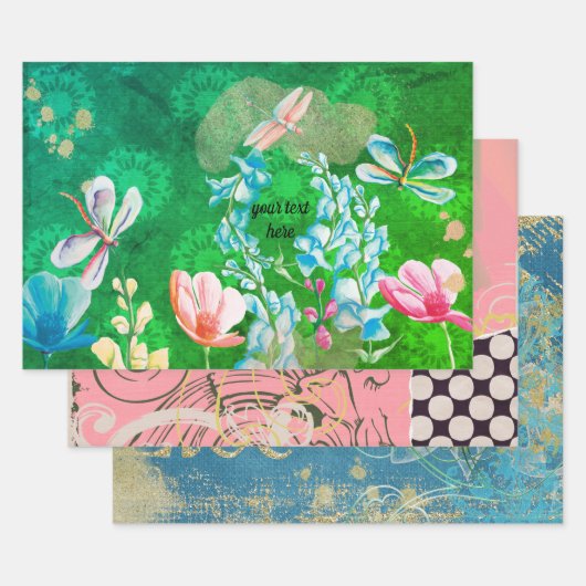 トンボの水色セット ラッピングペーパーシート (セット)