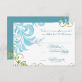 トンボの渦巻きスクロール モダン フラワール インビテーション (正面/裏面)