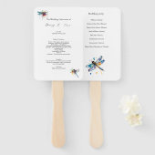 トンボの結婚式プログラム、カスタム ハンドファン (正面&裏面)
