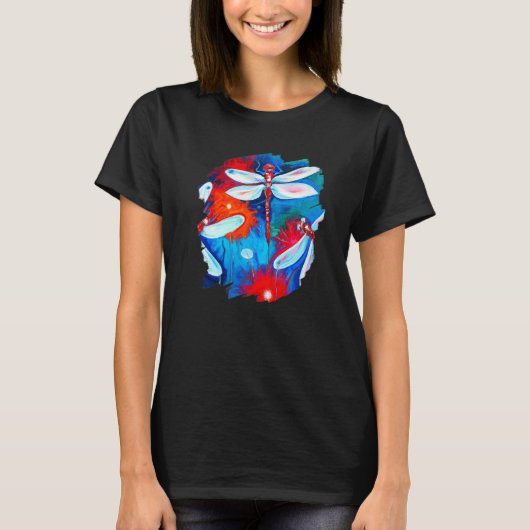トンボの色絵 トンボ 昆虫 アーティスト Tシャツ (正面)