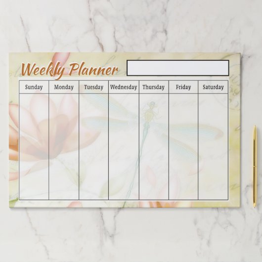 トンボの花の週計画シート ペーパーパッド (インサイチュ)