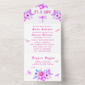 トンボの花 紫 女の子の赤ちゃん歓迎会 オールインワン招待状 (内側)