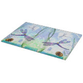 トンボの装飾的なガラスまな板 カッティングボード (角)