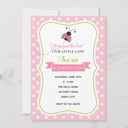 トンボの誕生日招待状（ピンク 緑） 招待状 (正面)