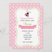 トンボの誕生日招待状（ピンク 緑） 招待状 (正面/裏面)