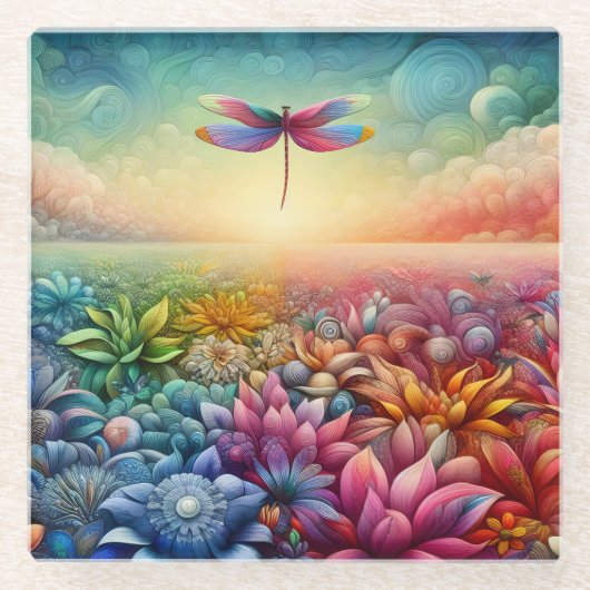 トンボの踊り ガラスコースター (正面)