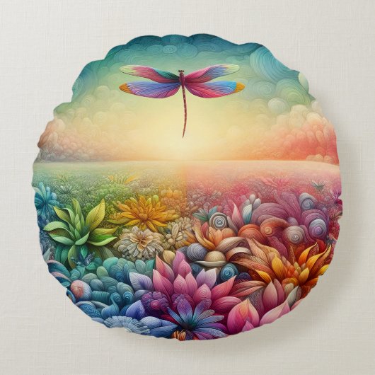 トンボの踊り ラウンドクッション (正面)
