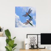 トンボの青空の柔らかい雲の自然のプリント ポスター (ホームオフィス)