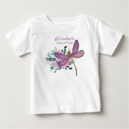 トンボの願い事 パープル ネーム 新生児ギフト ベビーTシャツ