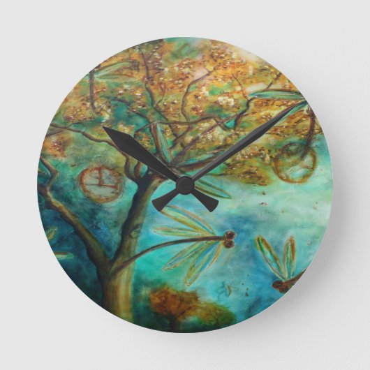 トンボの飛び回り ラウンド壁時計 (正面)