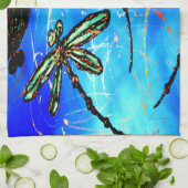 トンボの飛ぶ青 キッチンタオル (折り畳み)