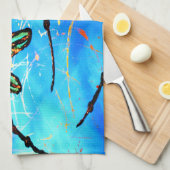 トンボの飛ぶ青 キッチンタオル (四つ折り)