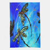 トンボの飛ぶ青 キッチンタオル (縦)