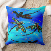 トンボの飛ぶ青 クッション (ブランケット)