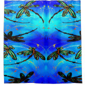 トンボの飛ぶ青 シャワーカーテン (正面)