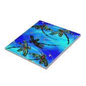 トンボの飛ぶ青 タイル (側面)