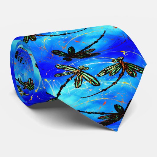 トンボの飛ぶ青 ネクタイ (ロール)