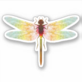 トンボの魅力的な虹色のスケッチ シール (正面)