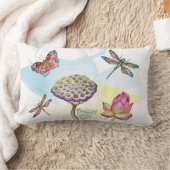 トンボや蝶の水彩模様 ランバークッション (ブランケット)